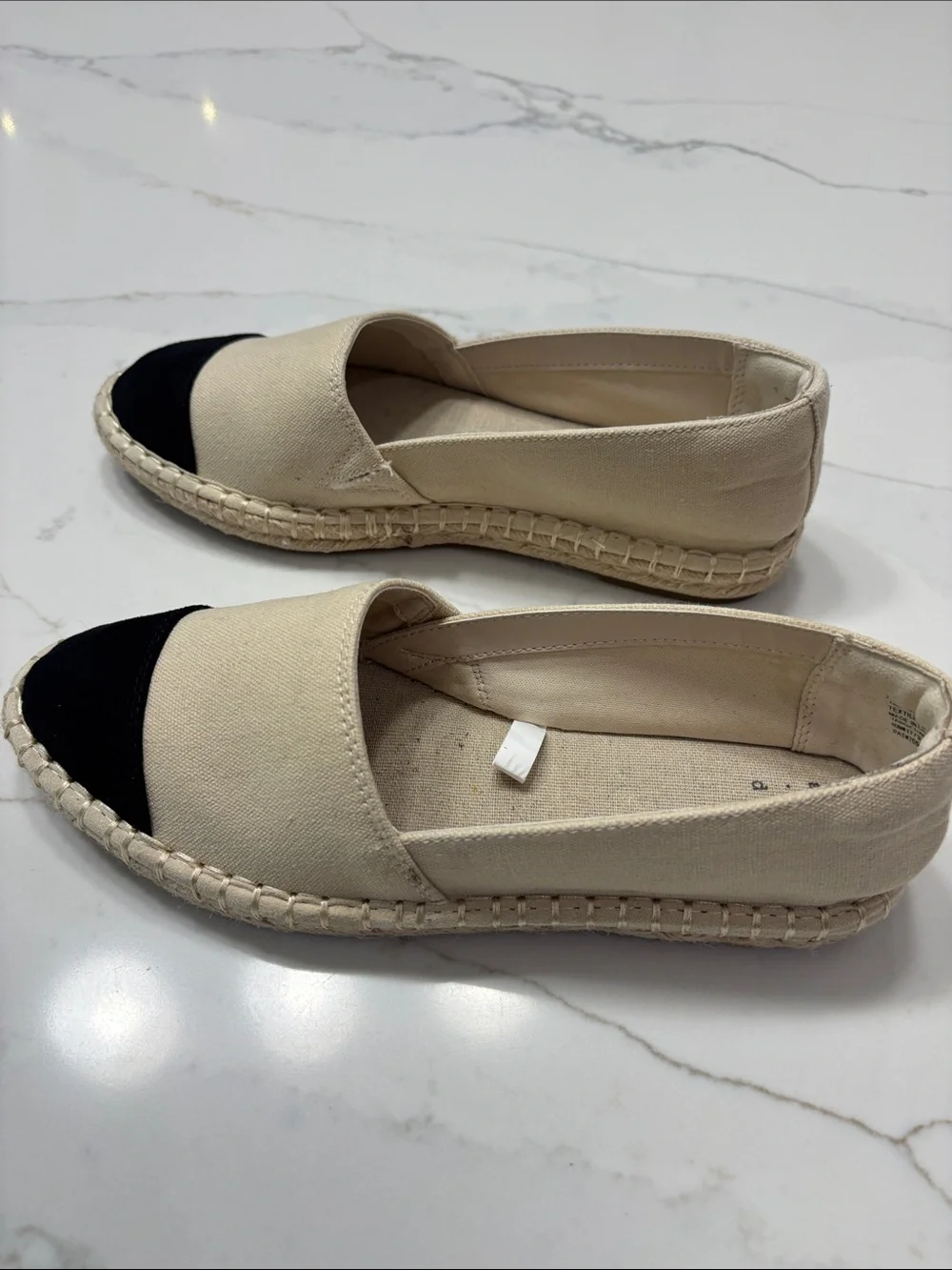 Women's Beige Canvas Espadrille with Black Toe